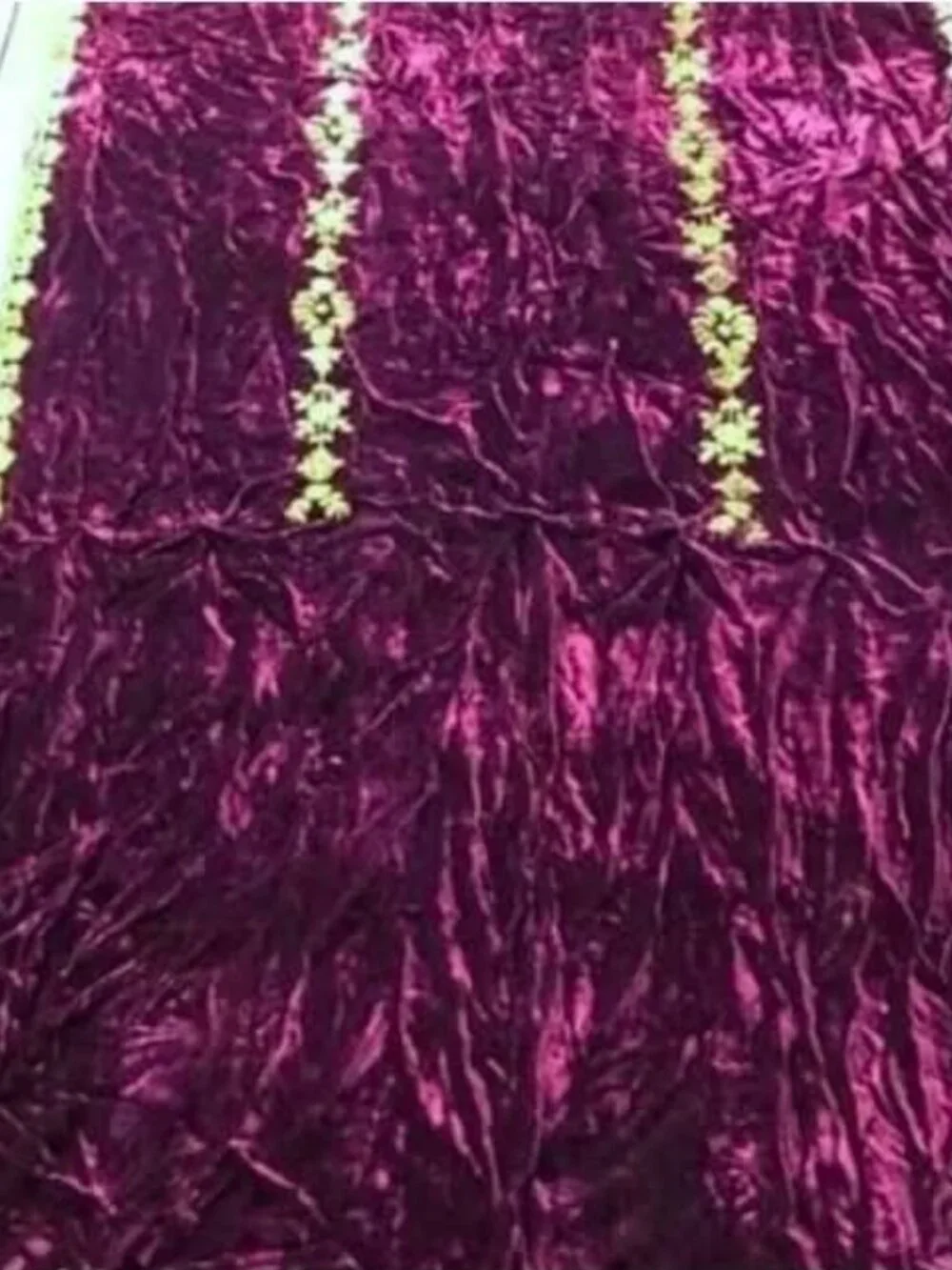 AA Baroque Burgundy Velour Antique Gold Brocade Drapery Panel Swag 100 x 38